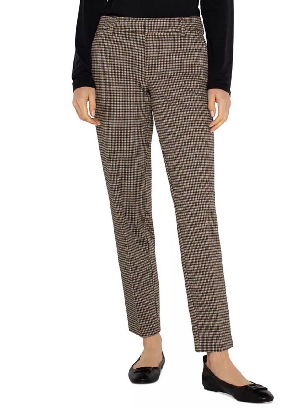 Liverpool Los Angeles Kelsey Trouser Pants - Black & Tan Plaid - Size 8/29
